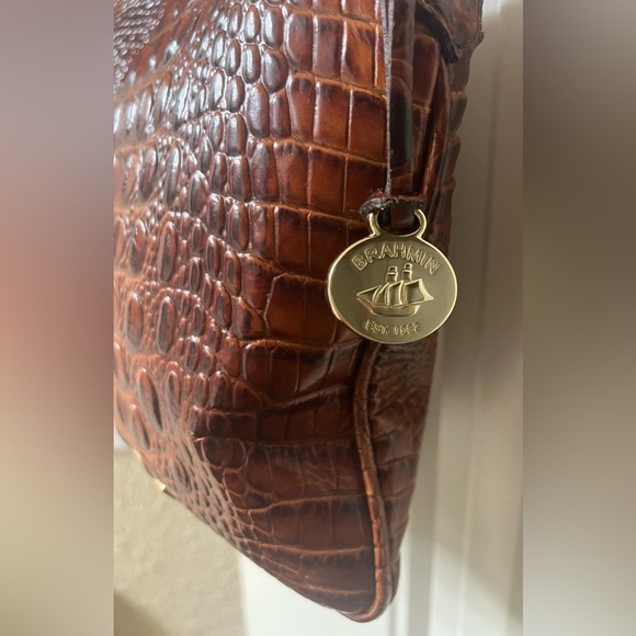 Brahmin Jody Leather Crossbody Crocodile Embossed Pecan Melbourne - Picture 8 of 16